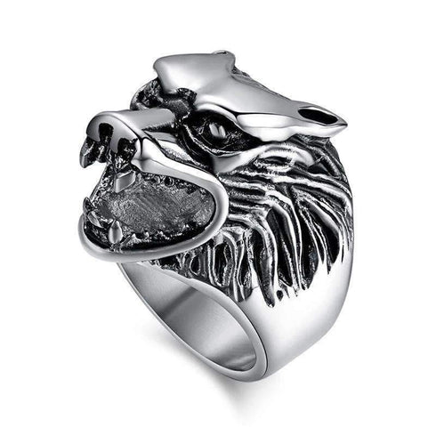 Bague Loup Solitaire (Acier)